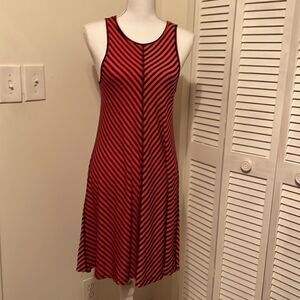 𝅺LOVE Fire Navy Blue and Red Stripped Mini Dress.  Size Small